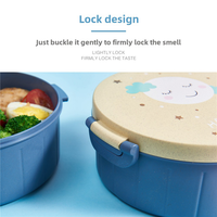 Lonchera Portátil de Plástico Ecológica con Diseño de Dibujos Animados, Conservación de Frescura para Estudiantes, Lonchera Bento de 2 Compartimentos