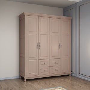 Premium Style Door Wooden <b>Wardrobe</b> with Drawers, <b>Large</b> Capacity Bedroom Storage Closet Cabinet - Product Image 4