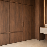 Système de panneaux muraux en placage de noyer de luxe moderne sur mesure avec porte dissimulée pour revêtement mural intérieur d'hôtel ou de villa