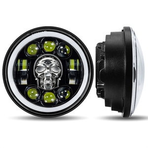 ไฟหน้ารถมอเตอร์ไซค์ LED รุ่น Skull ขนาด 5.75 นิ้ว ดีไซน์ใหม่ ไฟหน้ารถมอเตอร์ไซค์ LED สีขาวเหลือง ปรับไฟสูงต่ำได้ - Product Image 1