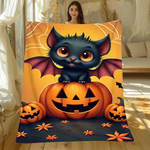 Manta de Franela con Diseño de Murciélago de Dibujos Animados, Ligera y Resistente a la Decoloración, Ideal para el Invierno, con Estampado Personalizado - Product Image 2