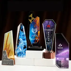 Troféus de vidro personalizado impressão colorida, barato, forma personalizada, branco k9, vidro, troféu, cristal, vidro