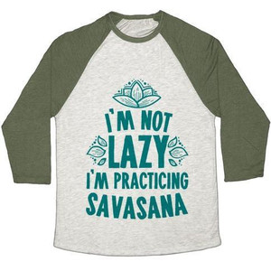 Non sono pigro, sto facendo pratica di Savasana, maglietta da baseball unisex in tessuto misto - Product Image 3