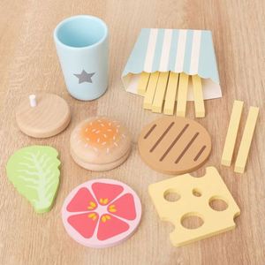 Jeu de rôle amusant pour enfants : Ensemble de boulangerie en bois pour faire semblant de cuisiner des hamburgers et des sandwichs, jouets alimentaires pour garçons et filles - Product Image 3