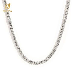 Colar de Corrente Cubana Miami de <span class=keywords><strong>6mm</strong></span> em Prata para Homens, Corrente Cubana com Zircônias Cravejadas em Linha Única - Product Image 1