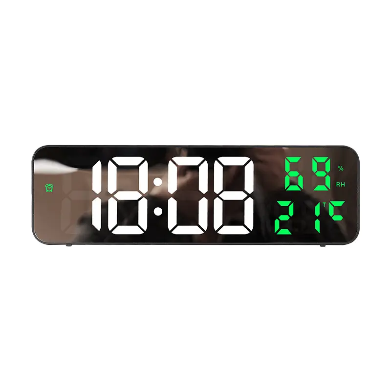 正方形のプラスチック製ミラーディスプレイ大きなLED時計キッズホームリビングルーム用のRGBライト付きカラフルな目覚まし時計