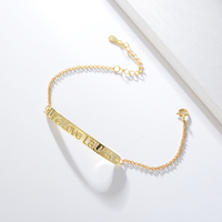 FULSUN Fashion Vintage 925 Sterling Silver Bar Charm Bracelet Bijoux Plaqué Or Personnalisé Nom Lettre Bracelets Accessoires