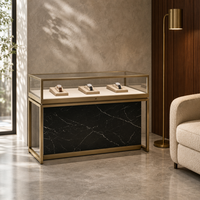 Vitrine à bijoux portable avec éclairage LED, luxe moderne, bois massif, finition foncée