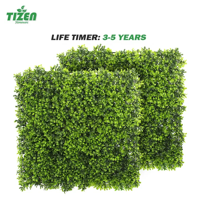 Tizen UV Resistant OEM/ODM Indoor outdoor decor faux boxwood panel green hanging plants artificial grass wall