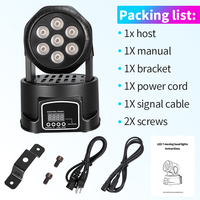 MINGJIE Projecteur Wash à Tête Mobile, 7x10W LED DMX, Lumière de Scène DJ, 12 Couleurs, Effet Wash Activé par le Son pour Mariages et Événements