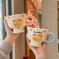 Ensemble de tasses en céramique personnalisables Lelyi, mignonnes, avec boîte cadeau, tasse à eau de bureau élégante, cadeau d'anniversaire avec un design d'ours et de cœur
