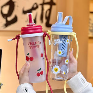 Gobelet en plastique Tritan 500 ml, design cartoon avec sangle pour utilisation en extérieur - Product Image 4