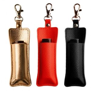 Stylish New Trend Pu Leather Metal Embossed Lipstick Holder Keychain Lip Balm Holder Portable Lip Gloss Pocket Women Travel - Product Image 2