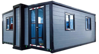 Maison conteneur extensible de 20 pieds, maison préfabriquée modulaire, mini-maison de 7 m de largeur, installation rapide, cabane pliable portable pour habitation