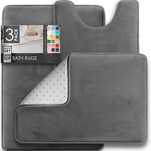 Ensemble de tapis de bain <span class=keywords><strong>FIGOO</strong></span> de haute qualité, 3 pièces, en polyester, fabrication moderne à la machine, super doux, absorbant, antidérapant, faible MOQ - Product Image 4