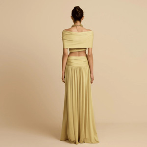 Bekleidungs hersteller Off Shoulder Fitted Tops Rüschen Maxi Langer Rock 2-teilige Damen-Sets - Product Image 4