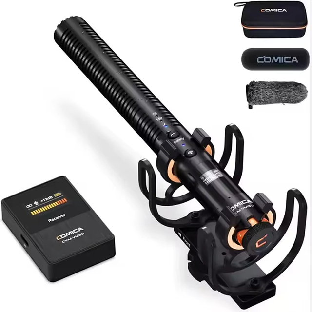 COMICA VM30 2.4G Super Cardioid Condenser Wireless Microphone XLR Handheld Shotgun Mic Gain Control OLED Power Plastic Camera