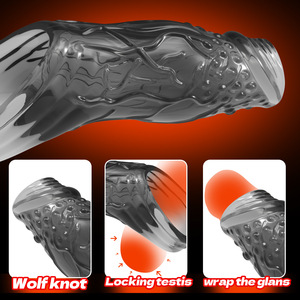 Bulging Wolf Tooth Sleeve Transparent Black <b>TPE</b> 6.25 In Length For Men Adult Use - Product Image 5