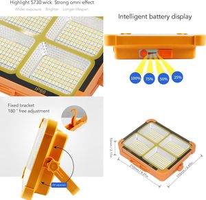 ไฟสปอตไลท์ LED แบบชาร์จไฟได้แบบดั้งเดิมพร้อมแม่เหล็กแรงสูงโคมไฟเต็นท์ตั้งแคมป์พลังงานแสงอาทิตย์ไฟฟลัดไลท์กลางแจ้ง - Product Image 2