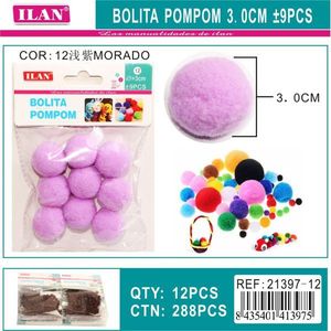 Pompon Ilan Bolita 3.0 Cm Viola per Decorazioni Artigianali - Product Image 1