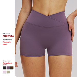 XW-EDK5544 Nuovi Pantaloncini <span class=keywords><strong>Sportivi</strong></span> da <span class=keywords><strong>Donna</strong></span> con Vita Incrociata, Asciugatura Rapida, Traspiranti, Effetto Push-Up, Vita Alta, per Yoga e Corsa - Product Image 1