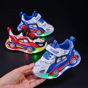 Nuove Sneakers Luminose Primavera-Autunno 2026, <span class=keywords><strong>Scarpe</strong></span> Casual per Bambini <span class=keywords><strong>con</strong></span> Disegni di Auto, Calzature in PU Leggere Anti-Odore e Impermeabili per Bambini - Product Image 2