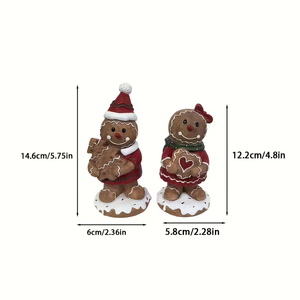 Nouveautés : Statue de Bonhomme en pain d'épices avec visage souriant et détails en crème de sucre rouge, artisanat en résine, objets de collection, décoration de Noël - Product Image 5