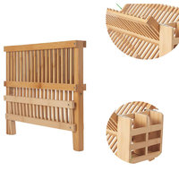 Comptoir de cuisine en bois à 2 niveaux égouttoir à vaisselle Support pour assiettes de cuisine Séchoir à vaisselle pliable en bambou