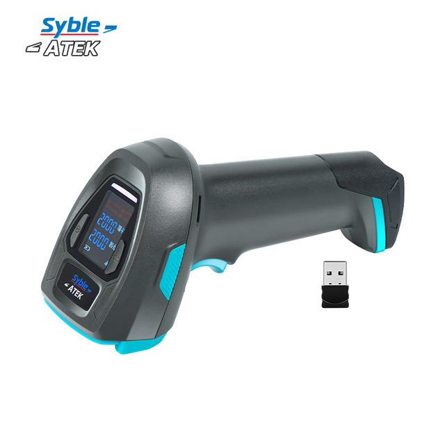 Wireless Rugged Barcode Scanner with Screen Syble 2.4G+BT Barcode Reader 1D 2D QR Handheld Bar Code Scanner AK-T3030DB