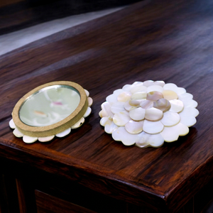 Modern Premium Stonecrafts International MOP <b>Mirror</b> Mother Pearl Framed Eco-Friendly Handmade Flower Shape <b>Small</b> <b>Mirror</b> Decor - Product Image 1