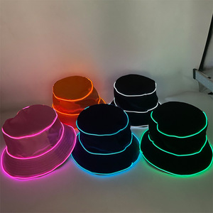 Luminous Neon LED Glowing Solid Color Fashion <b>Bucket</b> <b>Hats</b> <b>Men</b> Women Hip Hop Panama Fisherman Flashing Light up <b>Hat</b> - Product Image 1