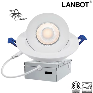 Luminaires encastrés inclinables ETL pour plafonds inclinés, 3 pouces, 7W, sans boîtier, 5CCT, éclairage LED, indice de protection IC, étanches - Product Image 3