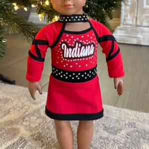 Rode En Zwarte Groothandel Custom Amerikaanse Meisje Pop Cheer Uniformen Cheerleader Outfit - Product Image 3