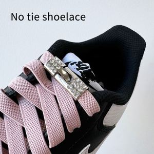 Nouveaux lacets plats élastiques avec fermoirs croisés en métal ornés de strass, lacets extensibles sans nœuds pour enfants et adultes - Product Image 3