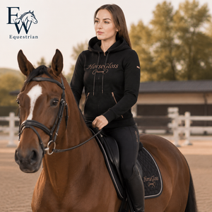 Sudadera con capucha de <span class=keywords><strong>caballo</strong></span> para mujer, ropa ecuestre, Tops de <span class=keywords><strong>montar</strong></span> <span class=keywords><strong>a</strong></span> <span class=keywords><strong>caballo</strong></span>, negro, oro rosa, novedad - Product Image 3