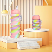 Bouteille d'eau pliable en silicone de 500 ml, gain de place, avec bouchon à ventouse pour enfants, retour à l'école, écologique