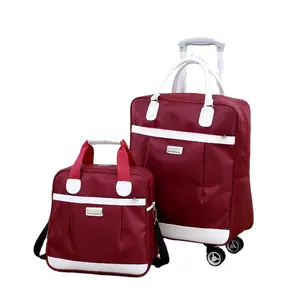 Tas Travel Beroda Kustom Nilon Tahan Air Set 2Pcs Buatan Pabrik Tas Koper Troli Travel Terlaris Dijual dengan Harga Rendah