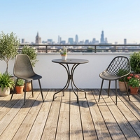 Ensemble de meubles de jardin 3 pièces en PP résistant pour l'extérieur et table en acier au carbone pour balcon, camping