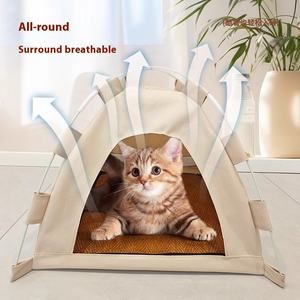 चार सीज़न सार्वभौमिक बिल्ली कुत्ते आश्रय तम्बू घर बाहरी पोर्टेबल पालतू पालतू जानवर घर धोने योग्य कैनवास पालतू जानवर शिविर बिस्तर - Product Image 3