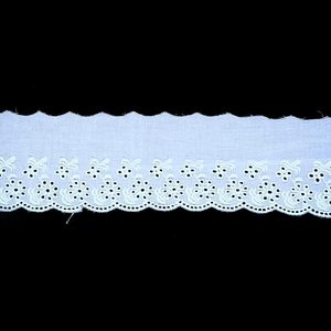 Tissu en dentelle brodée à œillets 100% coton blanc, largeur 5 cm, accessoires pour cheveux en dentelle - Product Image 2