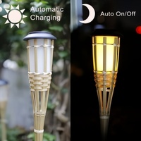 IP65 Étanche ABS Bambou Solaire Flamme Torches LED Panneau Sol Plug Pelouse Lumières Blanc Chaud Scintillement Jardin Éclairage Extérieur