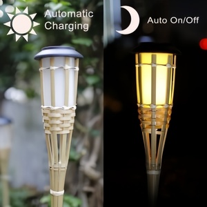 IP65 Étanche ABS Bambou Solaire Flamme Torches LED Panneau Sol Plug Pelouse Lumières Blanc Chaud Scintillement <span class=keywords><strong>Jardin</strong></span> Éclairage Extérieur - Product Image 5