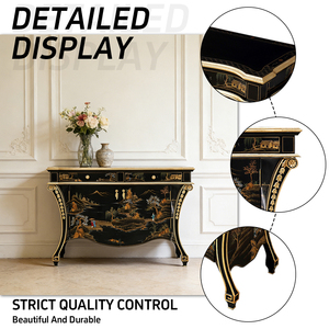 Credenza in Legno Massello Stile Francese Antico per <span class=keywords><strong>Soggiorno</strong></span>, Mobile Multifunzionale Salvaspazio per Ingresso con Finitura Colorata - Product Image 2