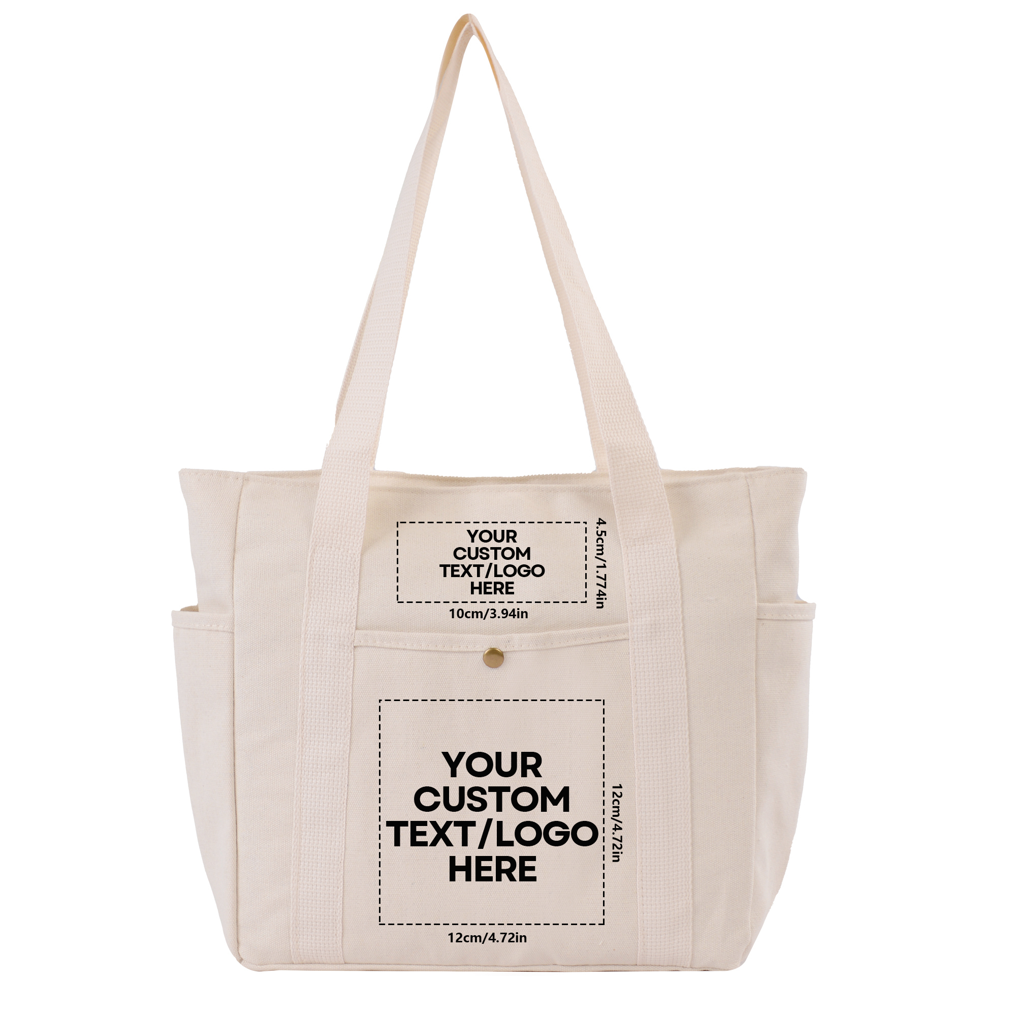 Handbag with Photo Text Durable Zipper Closure Shopping Bag