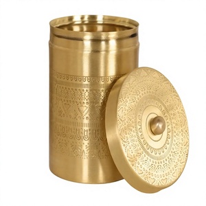 Recipiente de Almacenamiento de Latón Dorado de Diseño Clásico, Recipiente Hermético con Tapa, Organizador de Cocina Ecológico para Alimentos, Especias, Regalos - Product Image 1