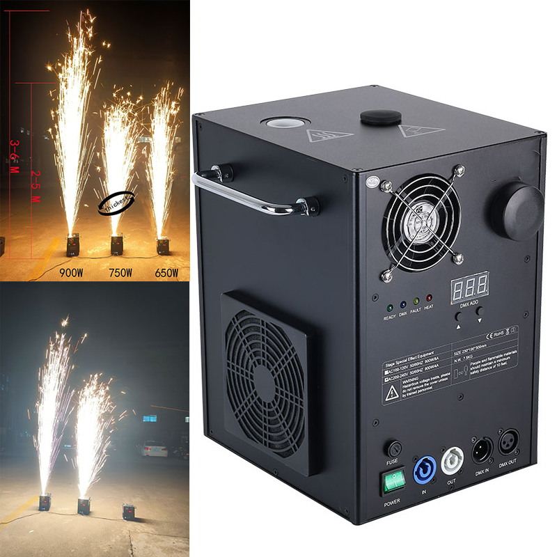 750W 2CH DMX Stage DJ Lights Electric Iron Cold Spark Firework Wedding Machine 3-6M Spray 200g Powder for Parties Remote