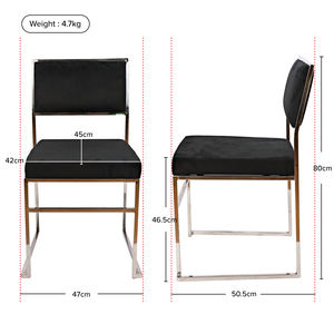 Sillas de comedor de hotel para boda con patas de metal Asiento de terciopelo con marco de acero inoxidable cuadrado para eventos y fiestas de estilo simple - Product Image 3