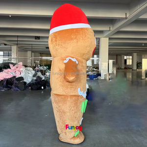 Navidad inflable <span class=keywords><strong>Gingerbread</strong></span> <span class=keywords><strong>Man</strong></span> mascota disfraz personaje de dibujos animados para adultos - Product Image 2