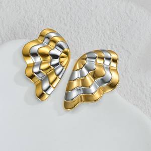 Pendientes de Acero Inoxidable <span class=keywords><strong>con</strong></span> Baño de Oro Real de 18K, Diseño de Ala de Lazo, Ligeros, de Lujo, <span class=keywords><strong>con</strong></span> Estampado de Cebra, Resistentes a la Decoloración, Joyería para <span class=keywords><strong>Mujer</strong></span> - Product Image 4