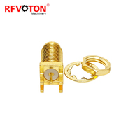 Suministro de fábrica SMA hembra Jack Pcb 1,2mm borde 6,4*6,4mm Rf Coaxial extremo lanzamiento latón Jack receptáculo conector en Stock Rohs
